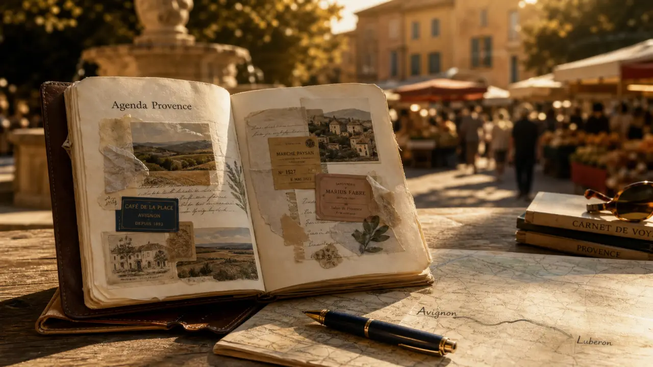 Agenda Provence sur carnet avec itinéraire en Provence