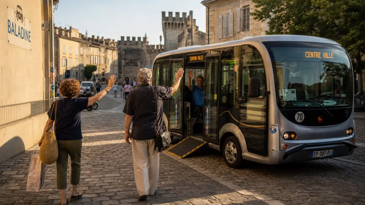 Baladine Avignon gratuite : navette touristique près des remparts