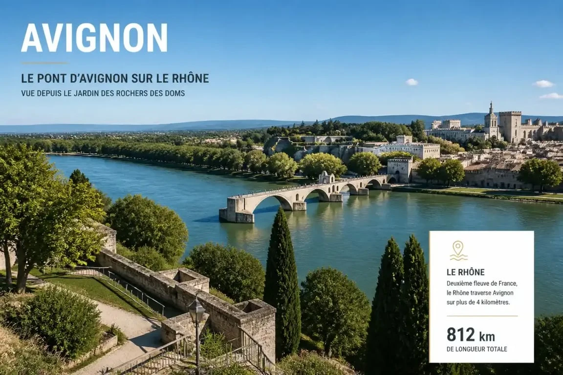 Vue panoramique depuis les Rochers des Doms, idéal pour une balade lors d'une manifestation à Avignon ce week end