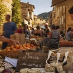 Foire dans le Vaucluse ce week-end : marché du Luberon, étal de fruits et lavande