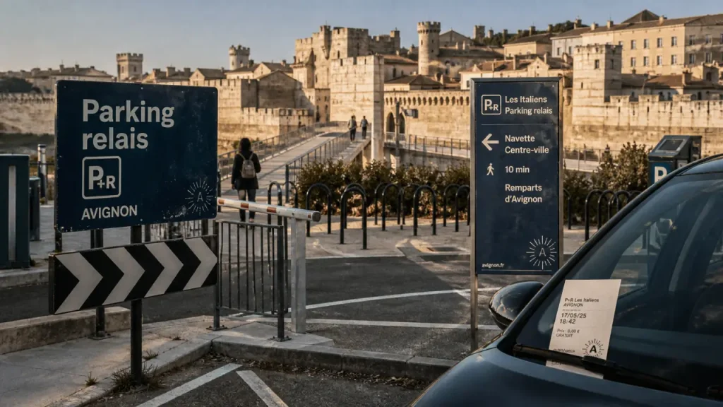 Le grand Avignon : parking relais gratuit, panneaux et navette