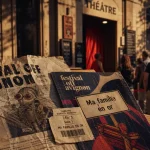 Ma famille en or festival avignon : affiche, théâtre et entrée d’Avignon