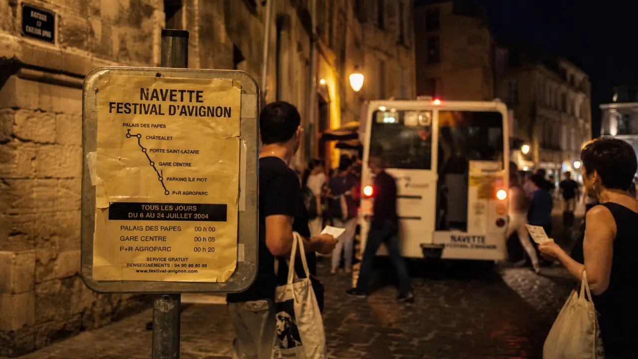 Navette festival Avignon : panneau horaires près de la gare