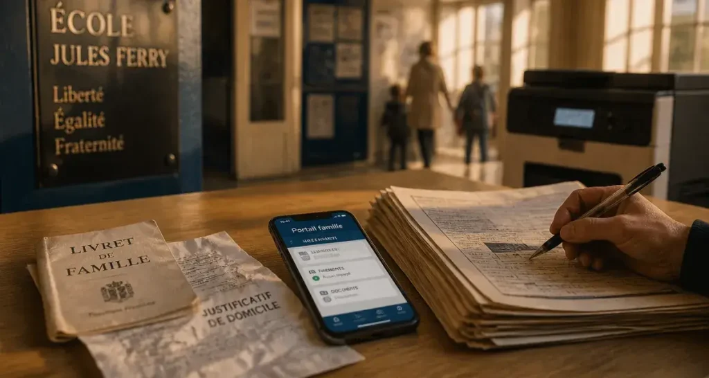 Portail famille Avignon inscription scolaire : documents et smartphone sur l’inscription