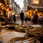 Restaurants Avignon : table du centre au soir, ruelle vers les Halles