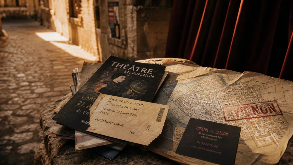 Un air de famille avignon 2025 : billet théâtre et programme, ruelle d’Avignon