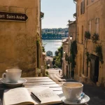 Villeneuve les Avignon ce week end : terrasse et ruelles vers le Fort Saint-André