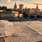 Visiter avignon sans voiture : carte d’itinéraire et ticket près de la gare, vue du centre historique