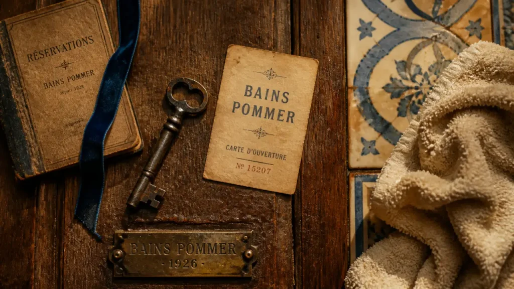 Visiter les bains pommer Avignon : porte ancienne et clé Belle Époque