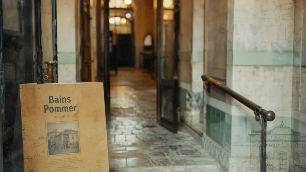 Visiter les bains Pommer Avignon : entrée des bains historiques