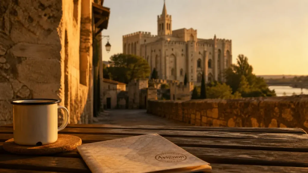 Visiter nîmes ou avignon : Palais des Papes, photo golden hour