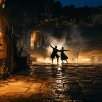 Brel festival avignon : Carrière de Boulbon, silhouettes sur scène