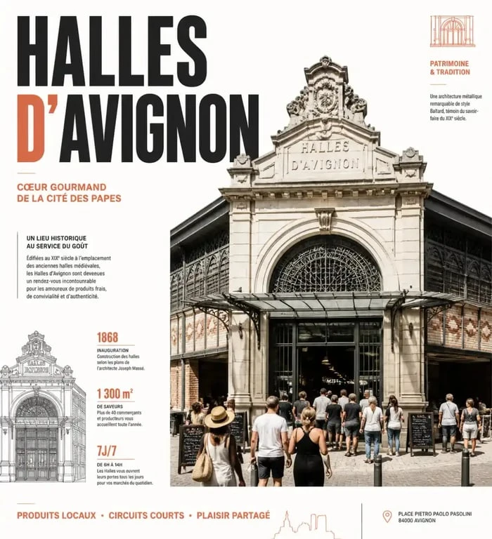 Les Halles d'Avignon, lieu incontournable des marchés alimentaires