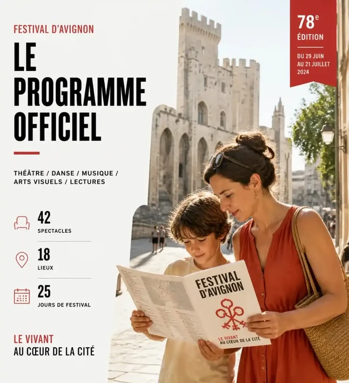 Famille organisant une sortie au festival d'Avignon jeune public