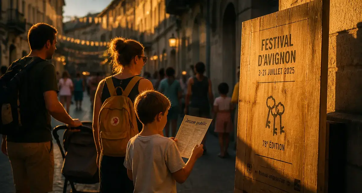 Festival avignon jeune public : famille avec poussette à Avignon