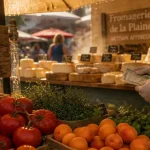 Marchés avignon alentours : étal terroir au marché, tomates et abricots