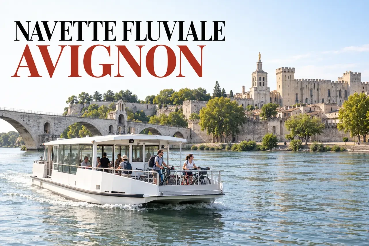 Navette fluviale d’Avignon traversant le Rhône vers l’île de la Barthelasse