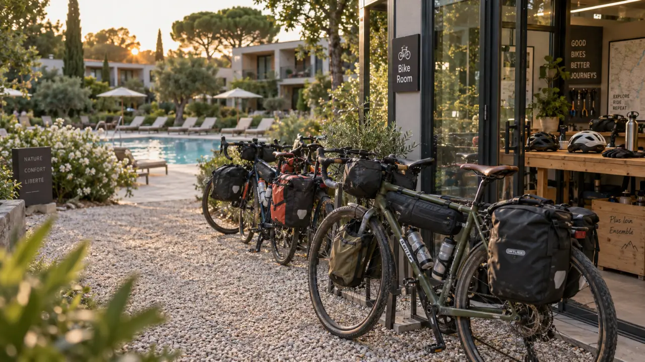 Hotel festival sud avignon : vélos dans la Bike Room et piscine extérieure