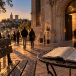Façade d’un musée à Avignon, lumière golden hour, musées avignon et alentours