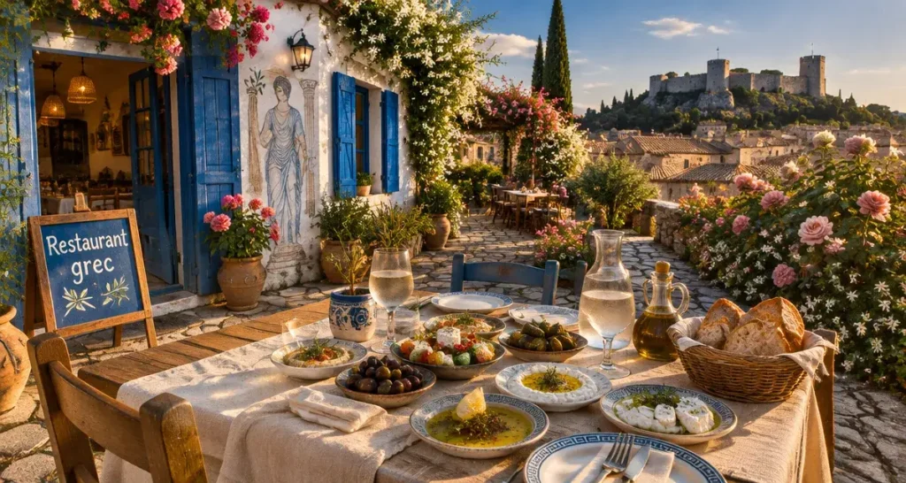Restaurant grec Villeneuve-lès-Avignon : terrasse du Bouzouki près d’Avignon