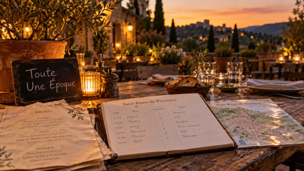 Restaurant saint rémy de provence : réservation, table provençale à golden hour